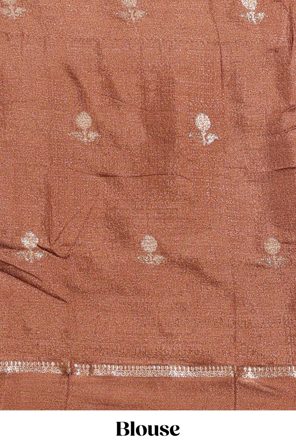 Brown georgette saree all over zari buttas small zari border with self pallu and matching blouse
