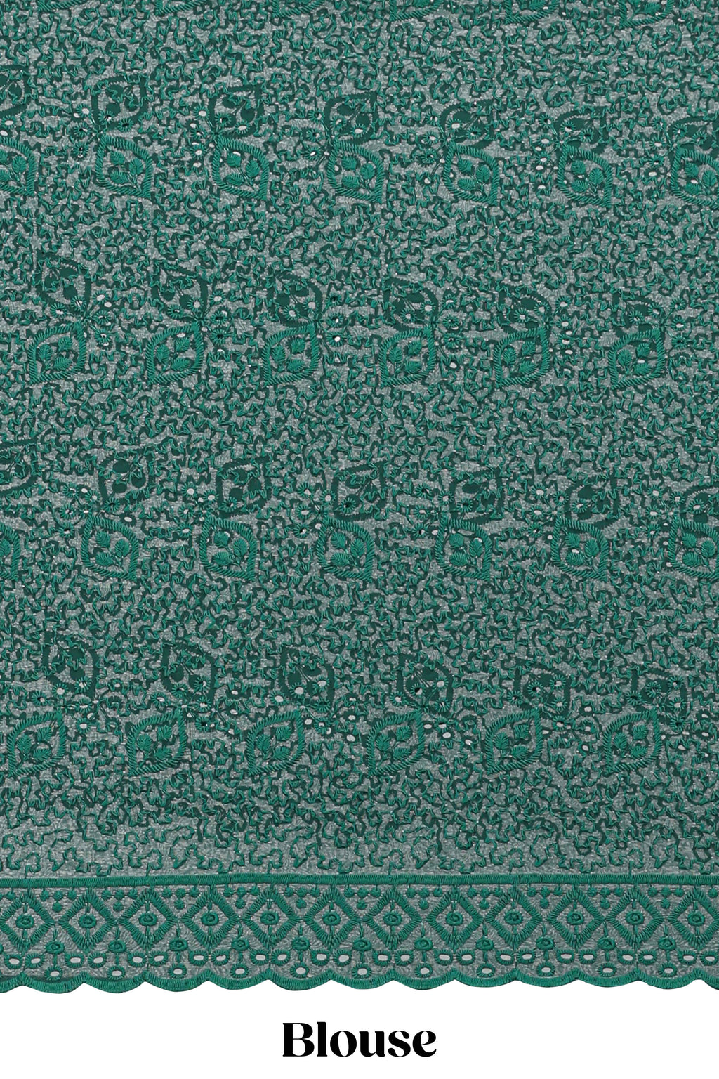 Green vertical zari design georgette saree with self floral design border and matching blouse
