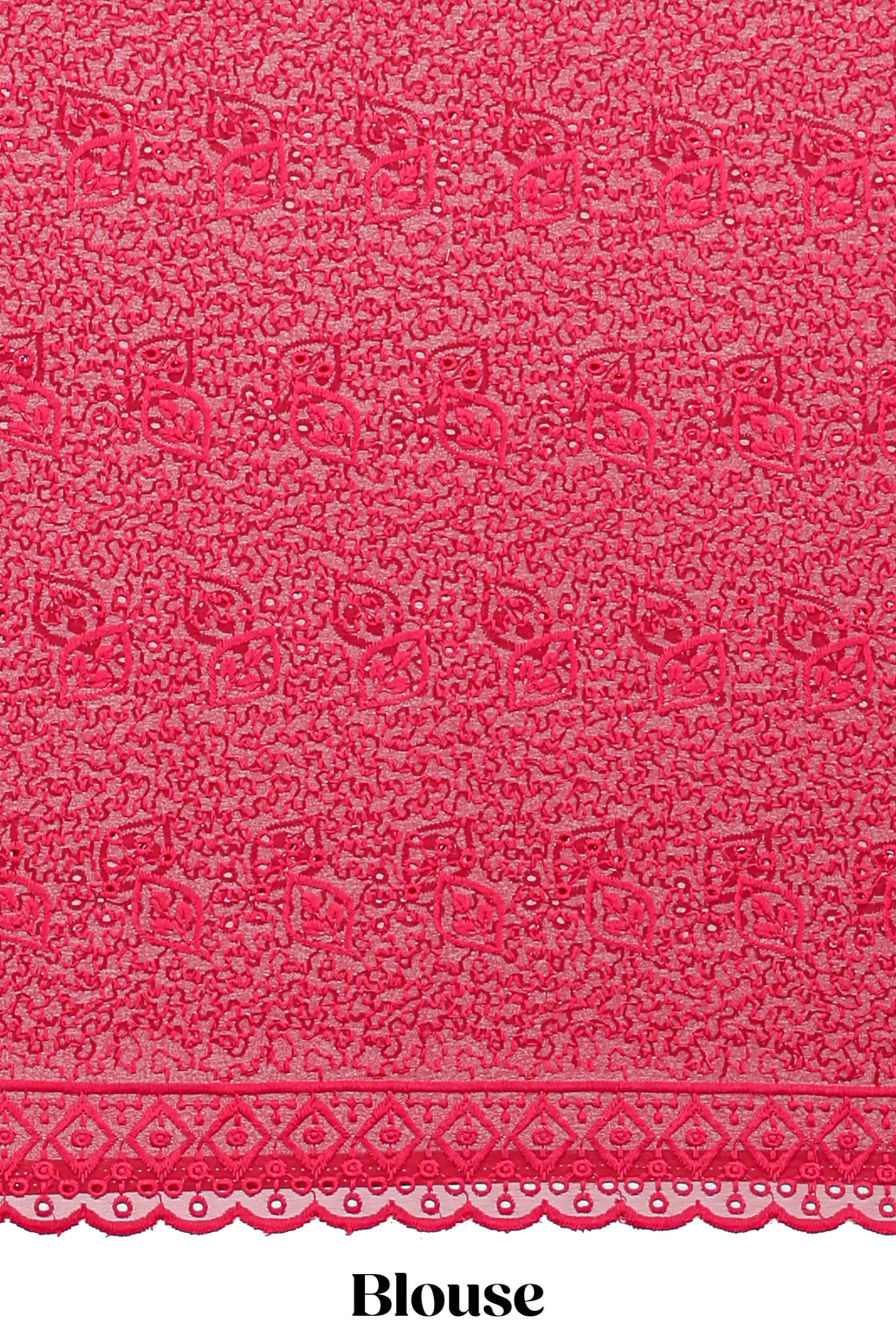 Pink vertical zari design georgette saree with self floral design border and matching blouse