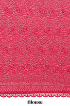 Pink vertical zari design georgette saree with self floral design border and matching blouse