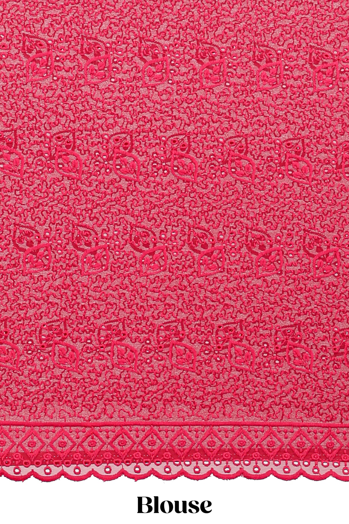Pink vertical zari design georgette saree with self floral design border and matching blouse