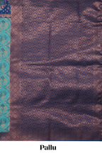 Teal green geometric & elephant motifs design ikkat cotton saree with contrast elephant design border and zari motifs blouse
