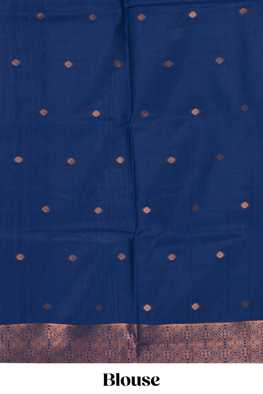 Teal green geometric & elephant motifs design ikkat cotton saree with contrast elephant design border and zari motifs blouse