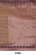 Mustard floral design ikkat cotton saree with contrast zari design border and zari floral motifs blouse