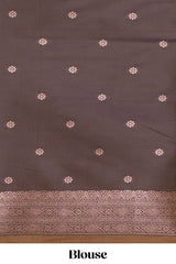 Mustard floral design ikkat cotton saree with contrast zari design border and zari floral motifs blouse