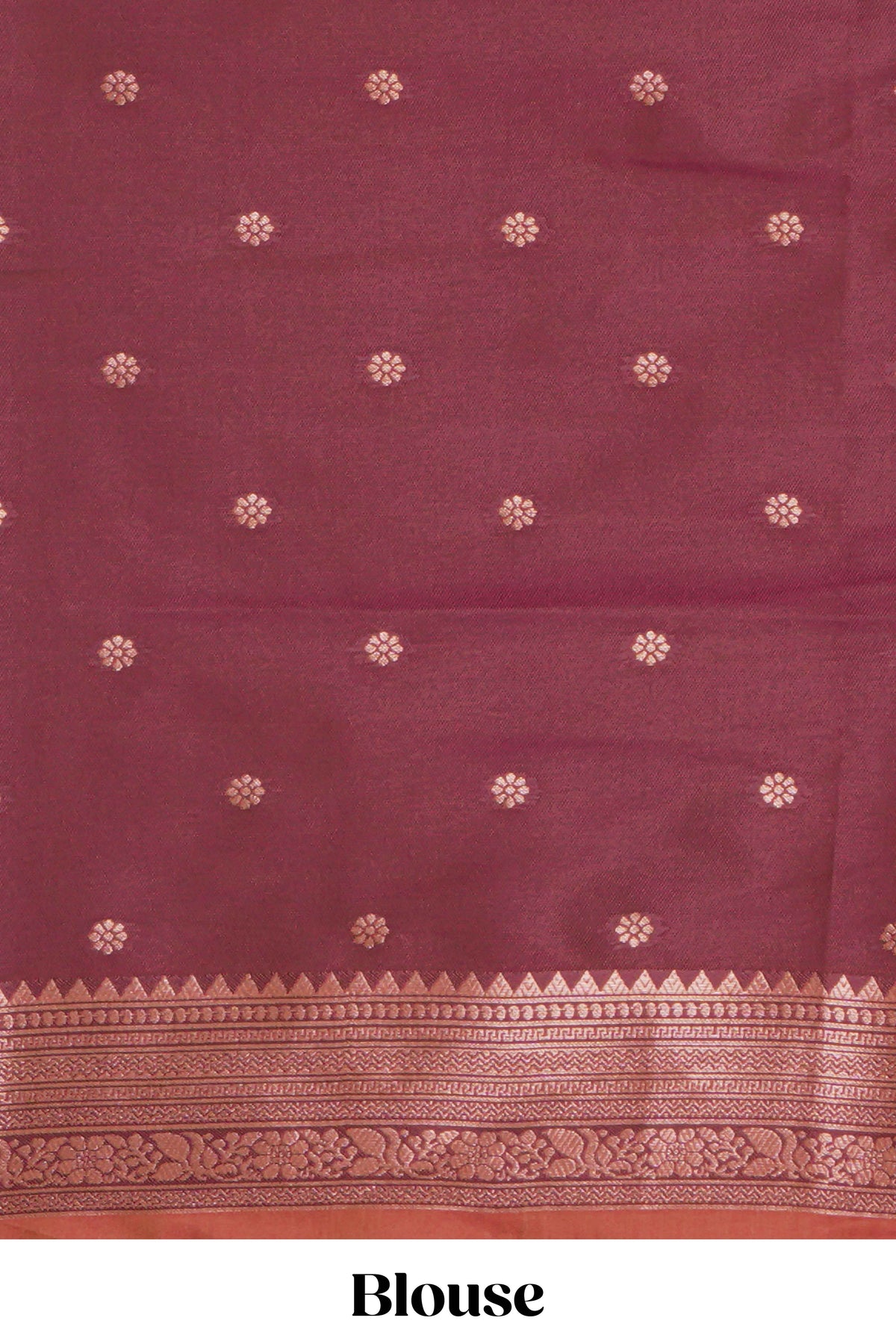 Orange floral design ikkat cotton saree with contrast zari design border and zari floral motifs blouse