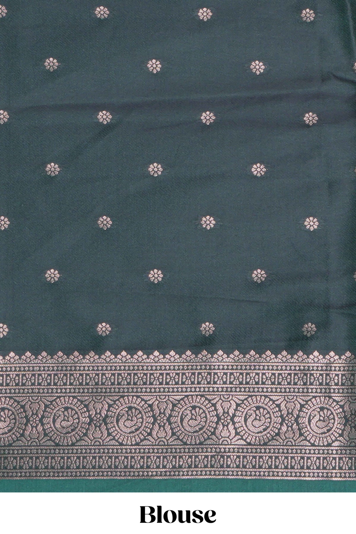 Green floral design zari motifs ikkat cotton saree with contrast zari design border and zari floral motifs blouse