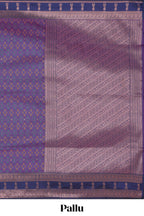 Lavender floral design zari motifs ikkat cotton saree with contrast zari design border and zari floral motifs blouse