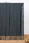 Dark blue striped pure ikkat cotton saree with self zari border paired with beautiful ikkat design pallu and matching blouse (Copy)