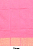 Pink motif designs ikkat cotton saree with contrast zari border and plain blouse