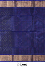 Green Geometric design ikkat cotton saree with contrast zari border and blouse
