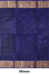 Green Geometric design ikkat cotton saree with contrast zari border and blouse
