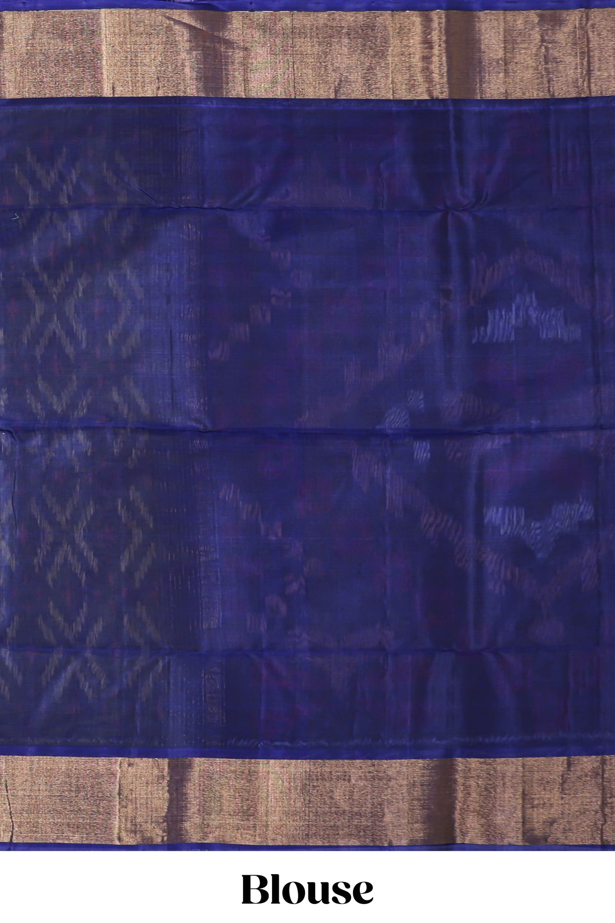 Green Geometric design ikkat cotton saree with contrast zari border and blouse