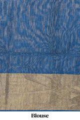 Lavender motifs design ikkat cotton saree with contrast border and blouse