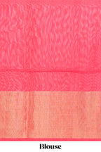 Blue geometric design ikkat cotton saree with contrast border and blouse