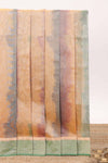 Multicolor striped shades plain design ikkat cotton saree with self zari pallu and matching blouse