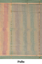 Multicolor striped shades plain design ikkat cotton saree with self zari pallu and matching blouse