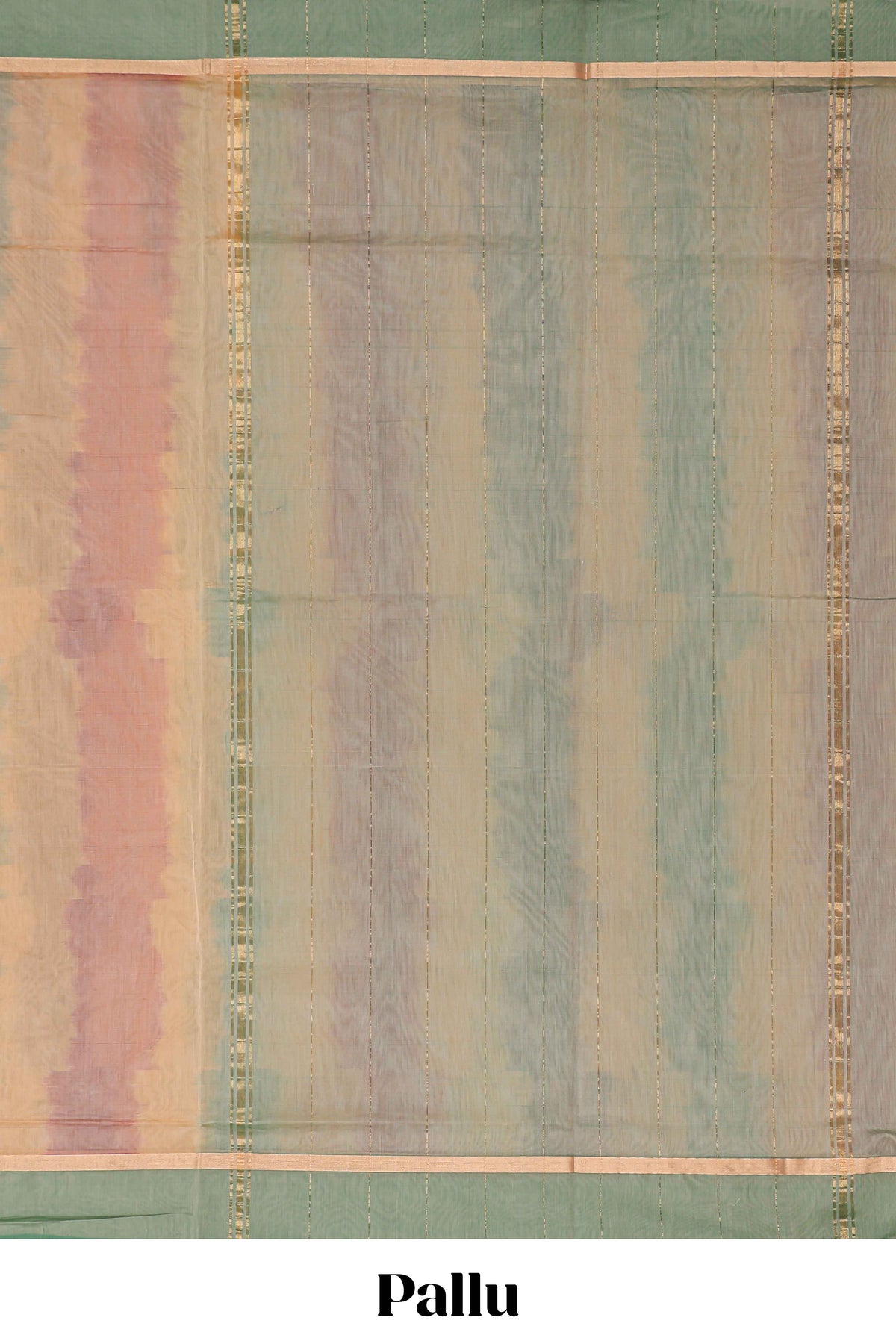 Multicolor striped shades plain design ikkat cotton saree with self zari pallu and matching blouse