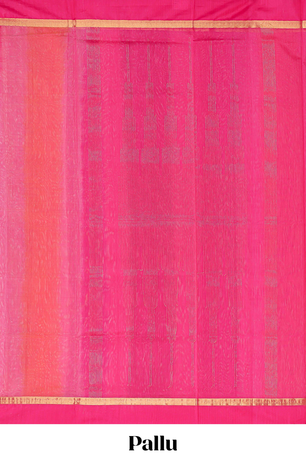 Pink striped shades plain design ikkat cotton saree with self zari pallu and matching blouse