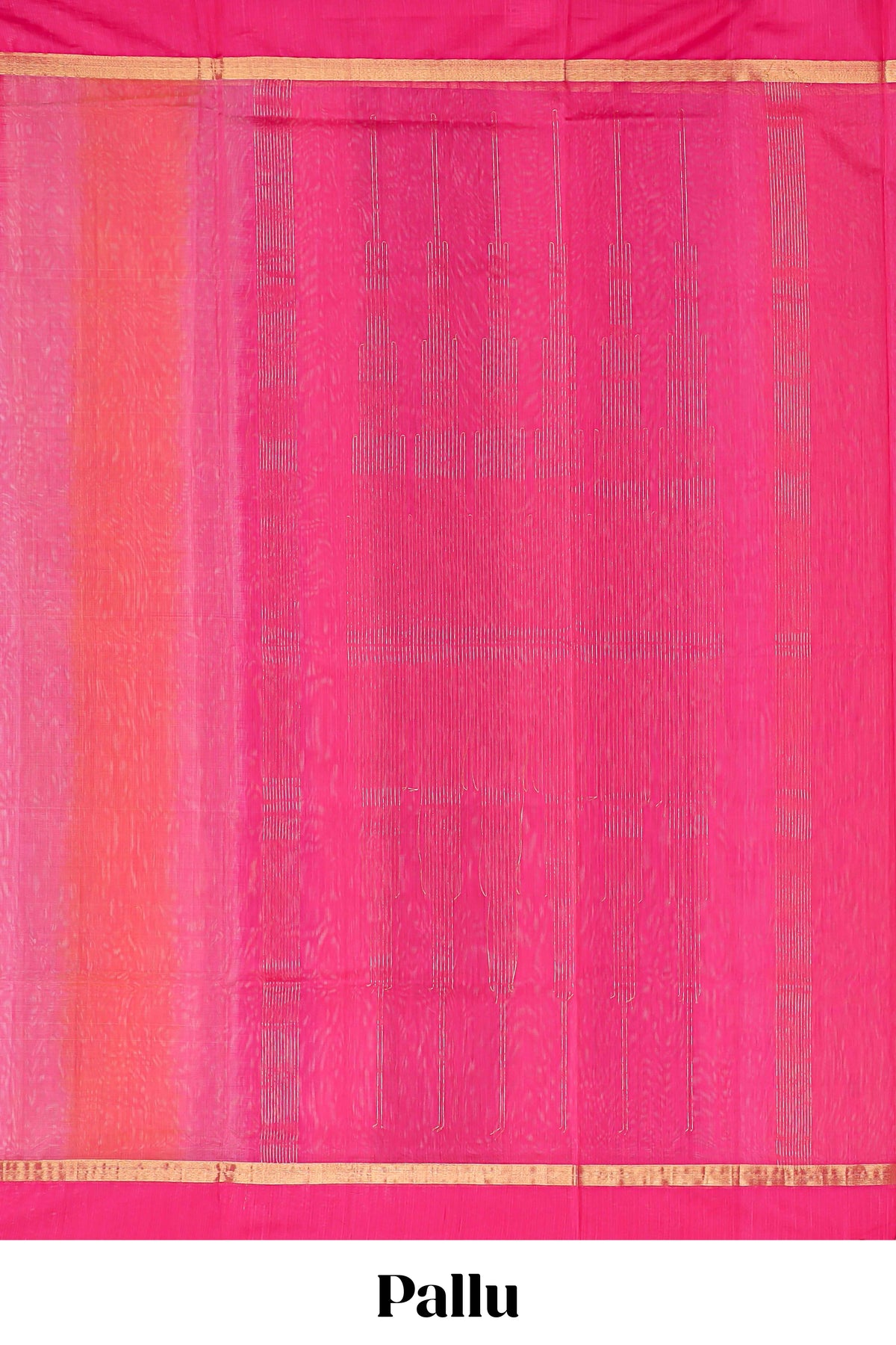 Pink striped shades plain design ikkat cotton saree with self zari pallu and matching blouse