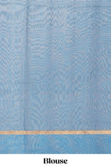 Multicolor striped shades plain design ikkat cotton saree with self zari pallu and matching blouse