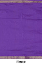 Lavender motifs design kalyani cotton saree with contrast border and striped pattern pallu