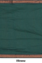 Green motifs design kalyani cotton saree with contrast border and striped pattern pallu