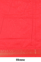 Pink butta designed kalyani cotton saree with contrast border and zari designed pallu with plain blouse