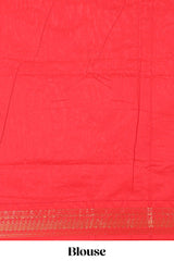 Pink butta designed kalyani cotton saree with contrast border and zari designed pallu with plain blouse