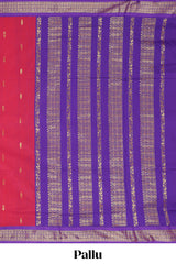 Rani pink butta designed kalyani cotton saree with contrast border and plain blouse