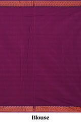 Teal blue butta designed kalyani cotton saree with contrast border and plain blouse