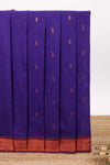 Ink blue designed kalyani cotton saree with contrast border and plain blouse