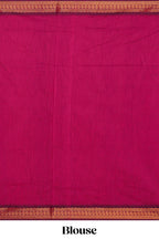 Ink blue designed kalyani cotton saree with contrast border and plain blouse