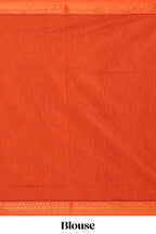 Purple designed kalyani cotton saree with contrast border and plain blouse