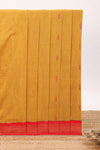 Golden mustard floral motifs design kalyani cotton saree with contrast border and blouse