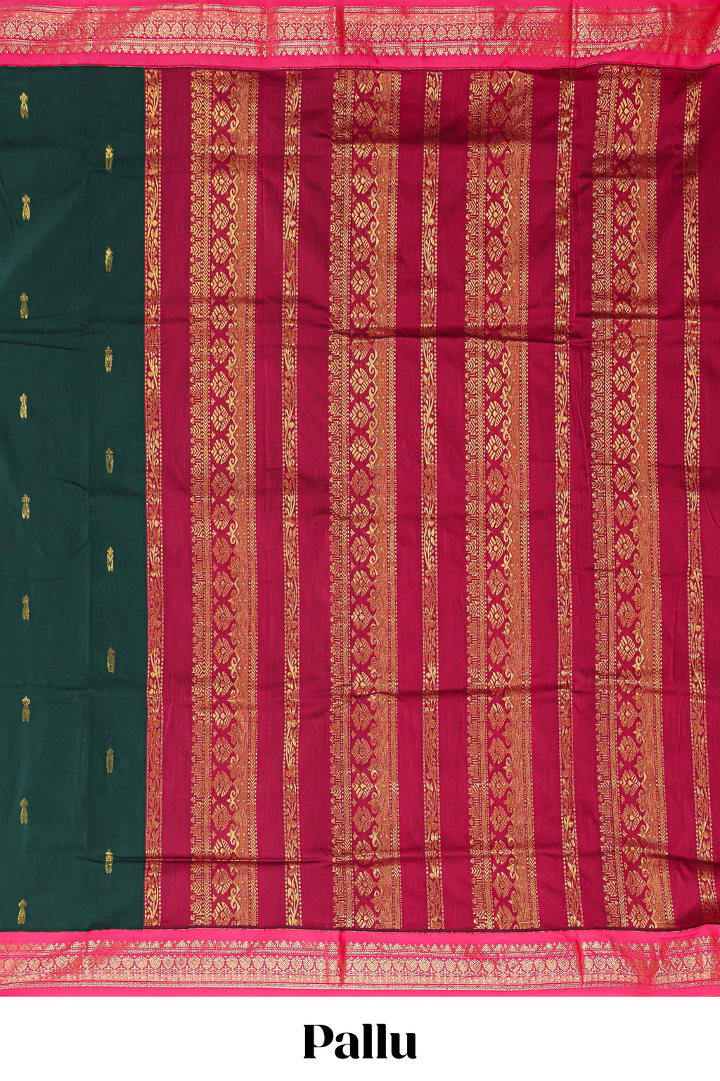 Dark green floral motifs design kalyani cotton saree with contrast border and blouse