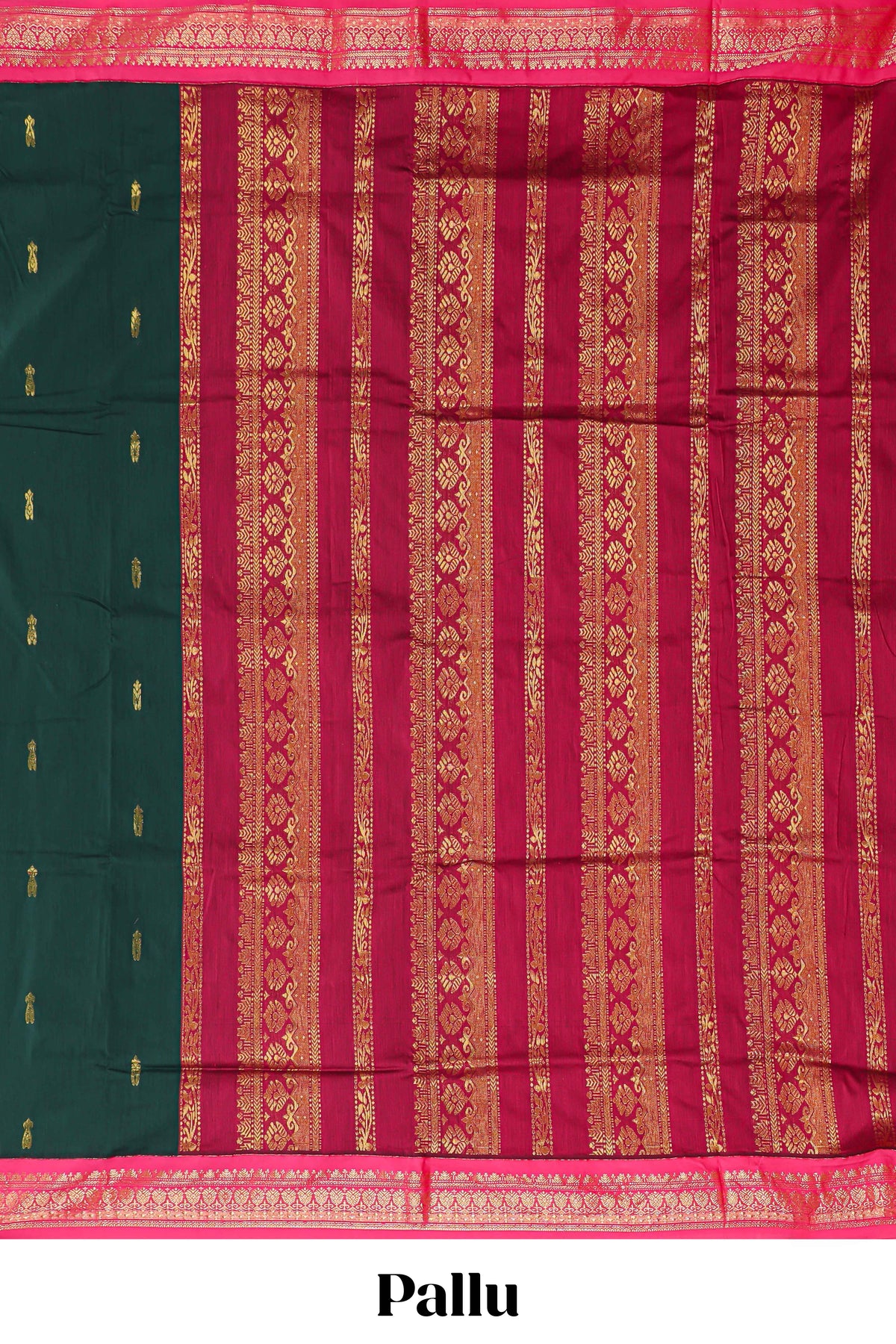 Dark green floral motifs design kalyani cotton saree with contrast border and blouse