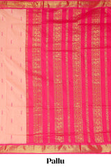 Peach floral motifs design kalyani cotton saree with contrast border and blouse