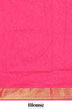 Peach floral motifs design kalyani cotton saree with contrast border and blouse