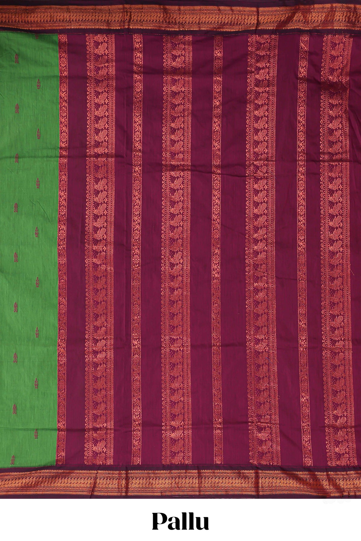 Green floral motifs design kalyani cotton saree with contrast border and blouse