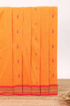 Orange floral motifs design kalyani cotton saree with contrast border and blouse