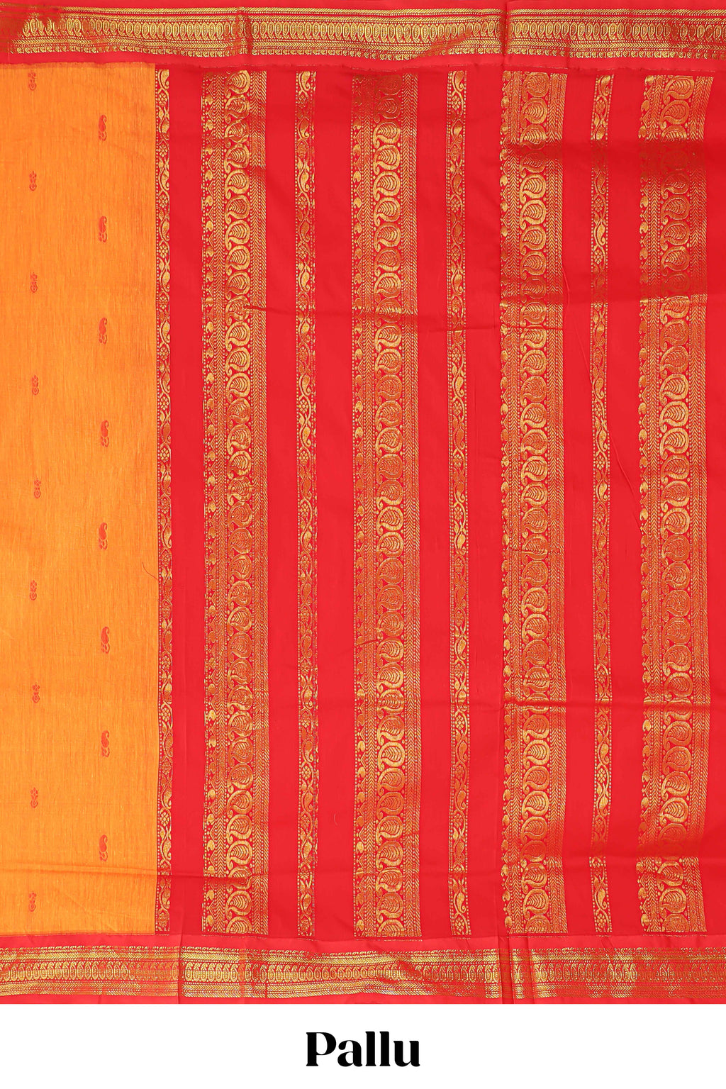 Orange floral motifs design kalyani cotton saree with contrast border and blouse