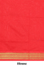 Orange floral motifs design kalyani cotton saree with contrast border and blouse