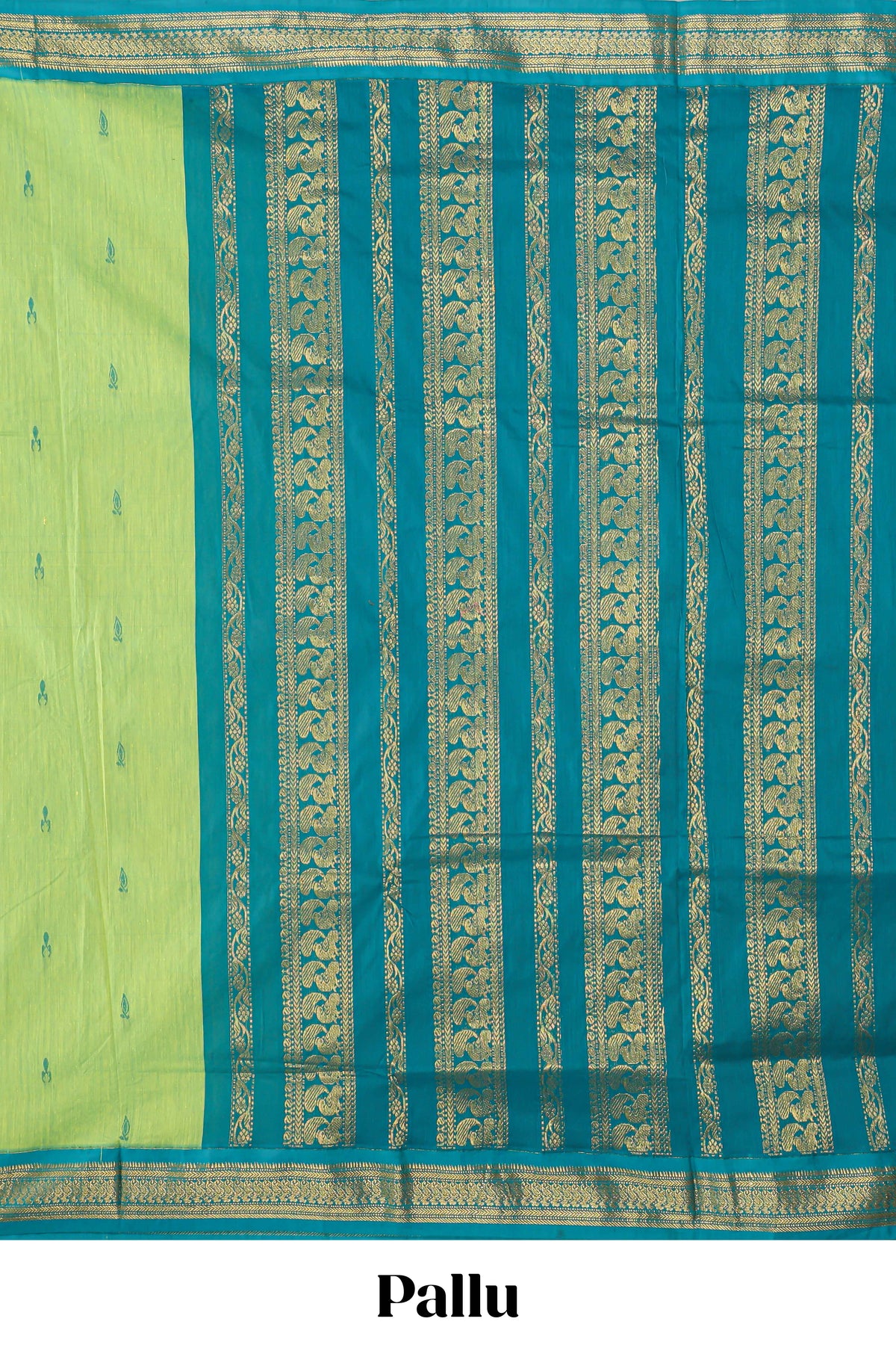 Green unique motifs design kalyani cotton saree with contrast border and blouse