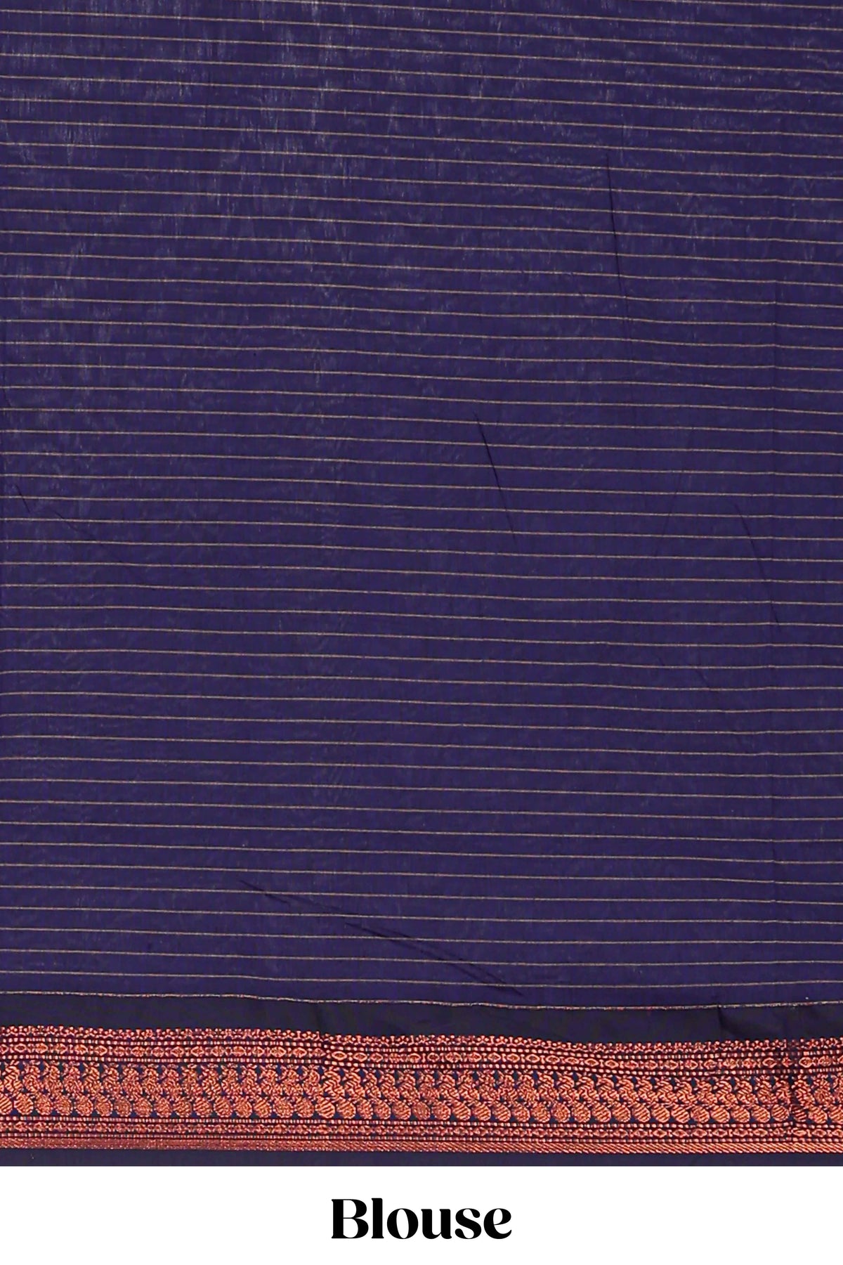 Blue checked design kalyani cotton saree with contrast border and striped blouse