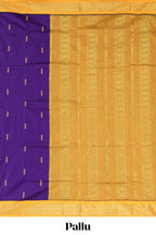 Violet floral motifs design kalyani cotton saree with contrast border and blouse