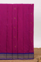 Berry pink  peacock zari motifs design kalyani cotton saree with contrast border and blouse