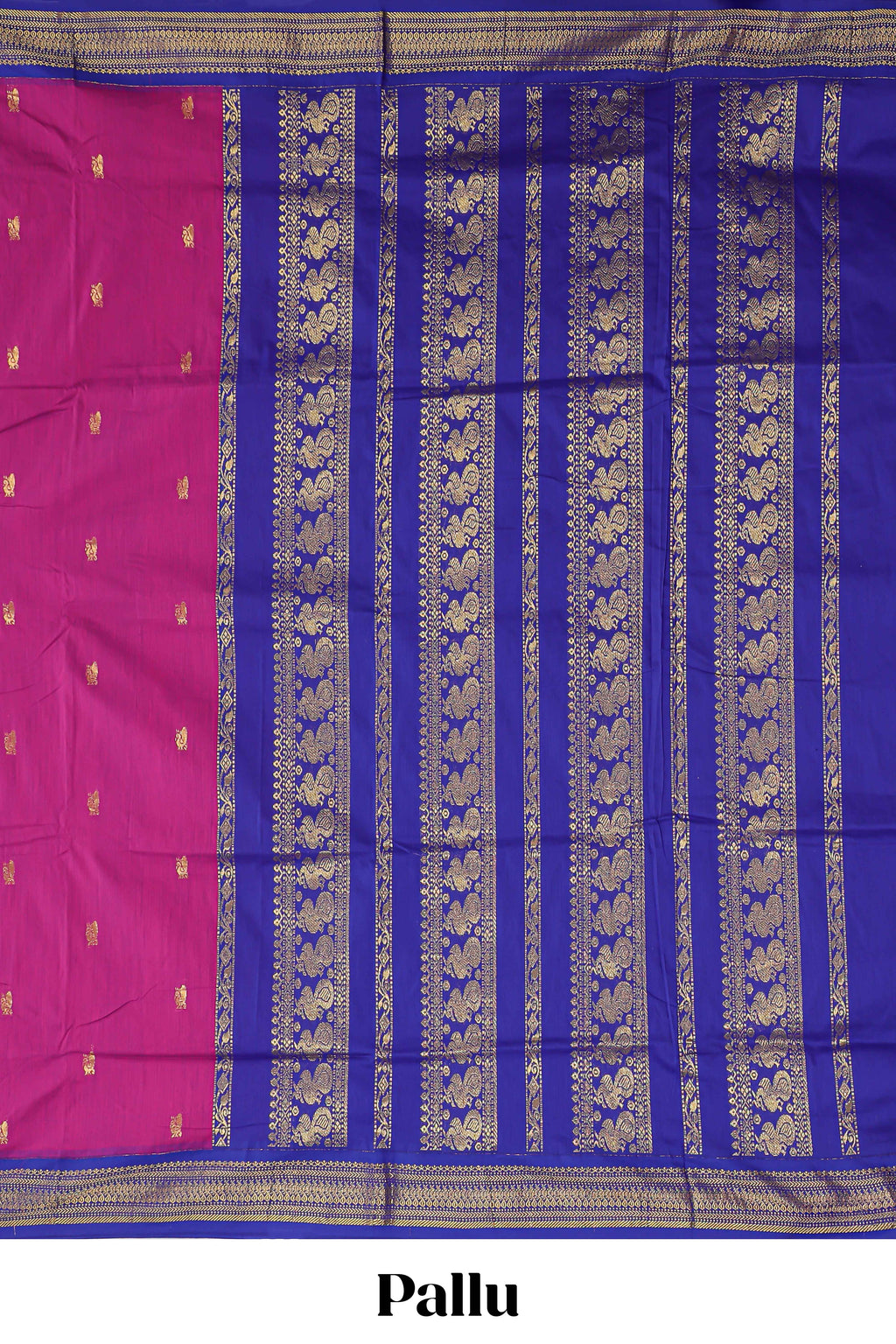 Berry pink  peacock zari motifs design kalyani cotton saree with contrast border and blouse