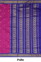 Berry pink  peacock zari motifs design kalyani cotton saree with contrast border and blouse