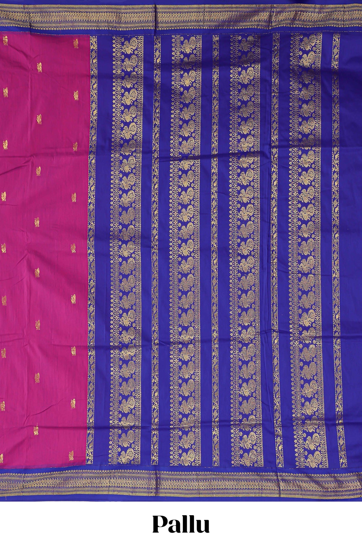 Berry pink  peacock zari motifs design kalyani cotton saree with contrast border and blouse